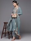 Amrita Grey Size Set Viscose Chanderi Designer Kurti With Bottom Dupatta Wholesale Shop In Surat
